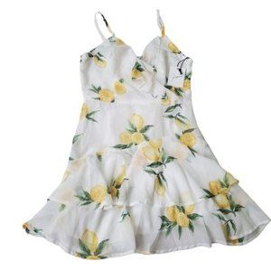 SOLD Japna White Lemon Flowy Summer Mini Dress